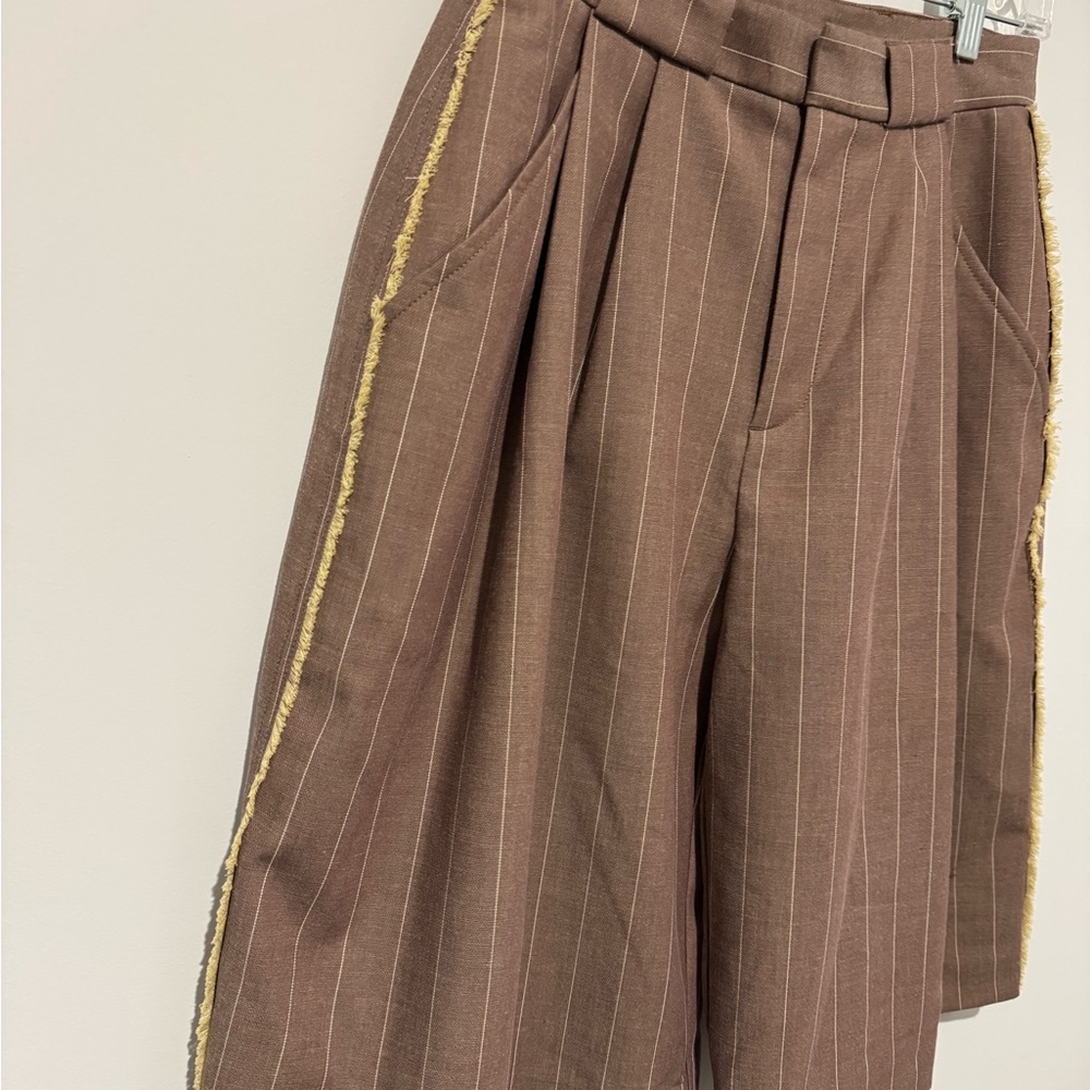 Anthropologie Brown Pinstripe Shorts - Picture 3 of 3
